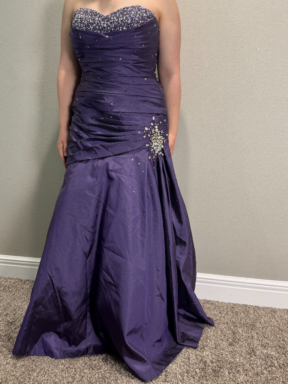 Mori Lee Purple Crystal Sweetheart Corset Drop Waist Ball Gown 13 / 14 Princess
